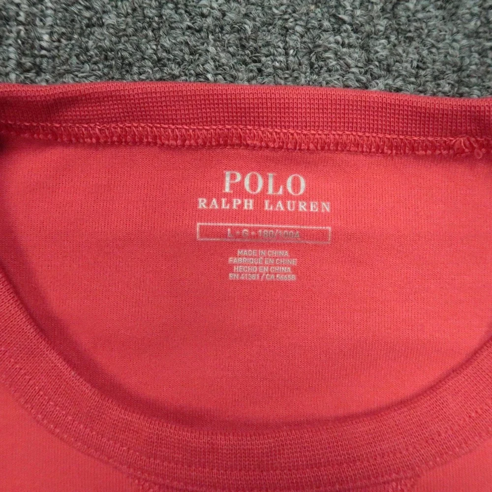 Polo Ralph Lauren Sweatshirt Men Large Red Crew Pullover Sweater Jumper Embossed